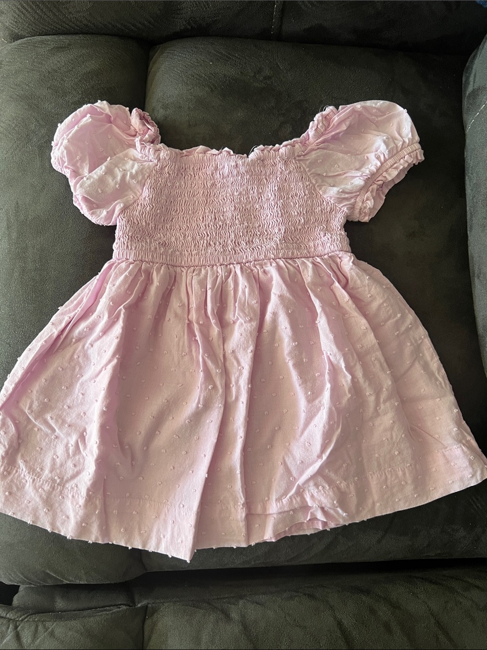 GAP Light Pink Puff Sleeve Swiss Dot Dress